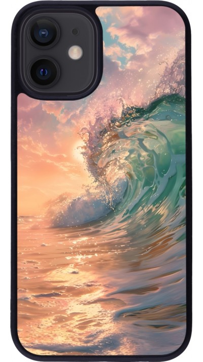 iPhone 12 mini Case Hülle - Silikon schwarz Wave Sunset