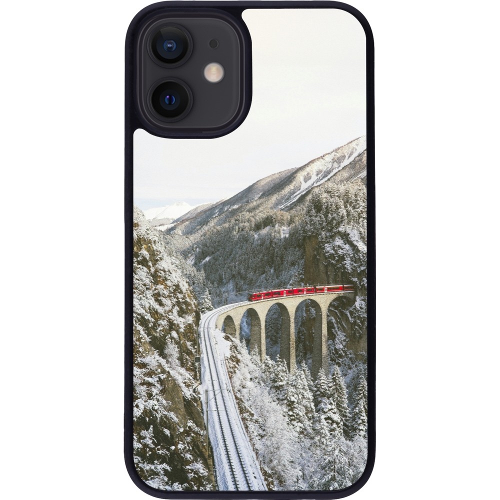 iPhone 12 mini Case Hülle - Silikon schwarz Winter 25 Winter polar express