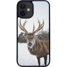 Coque iPhone 12 mini - Silicone rigide noir Winter 25 Winter reindeer