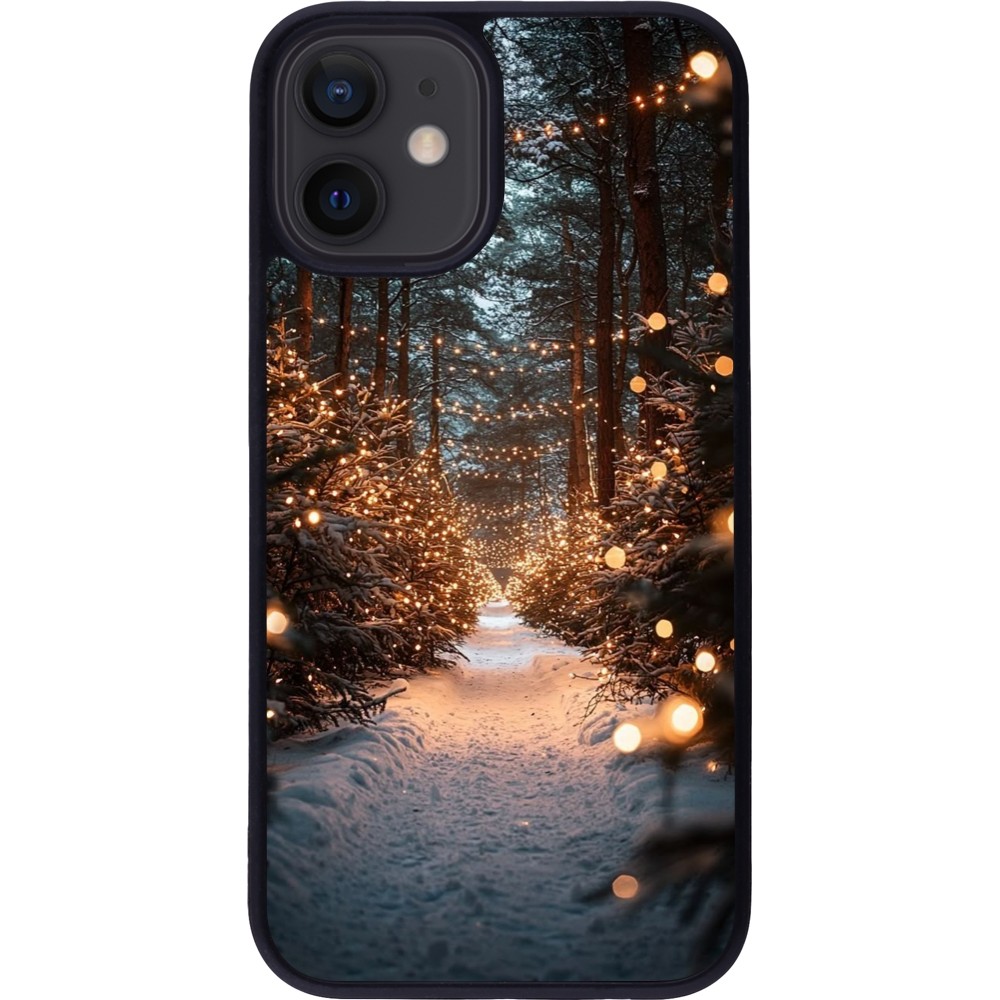 iPhone 12 mini Case Hülle - Silikon schwarz Winter 25 Winter snowy road