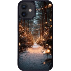 iPhone 12 mini Case Hülle - Silikon schwarz Winter 25 Winter snowy road