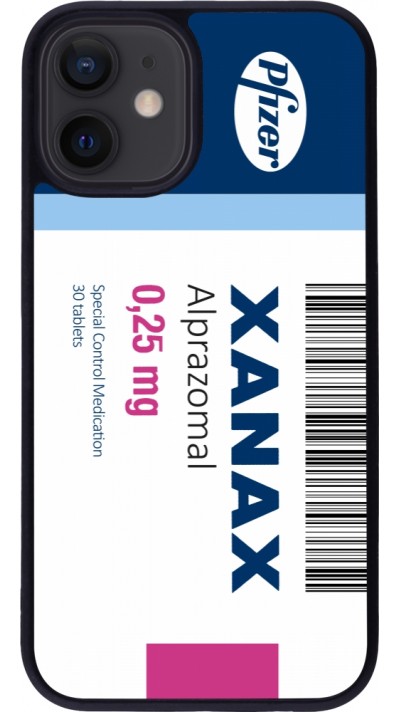 Coque iPhone 12 mini - Silicone rigide noir Xanax Alprazolam 2025