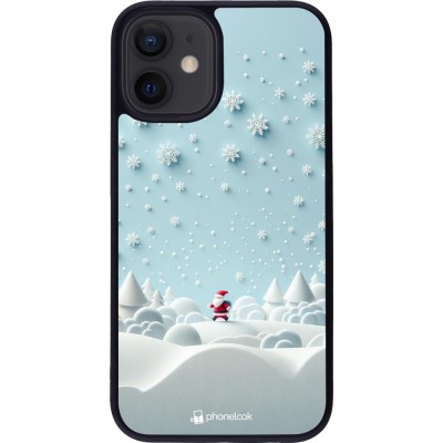 iPhone 12 mini Case Hülle - Silikon schwarz Weihnachten 2023 Kleiner Vater Schneeflocke
