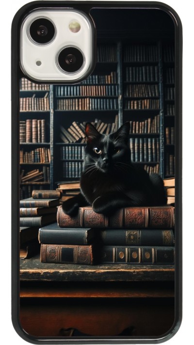 iPhone 13 Case Hülle - Katze Bücher dunkel