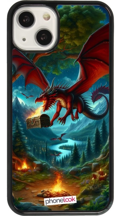 Coque iPhone 13 - Dragon Volant Forêt Trésor