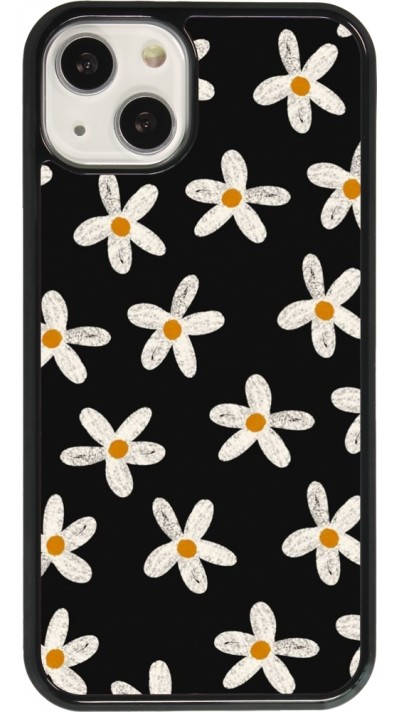 Coque iPhone 13 - Easter 2024 white on black flower