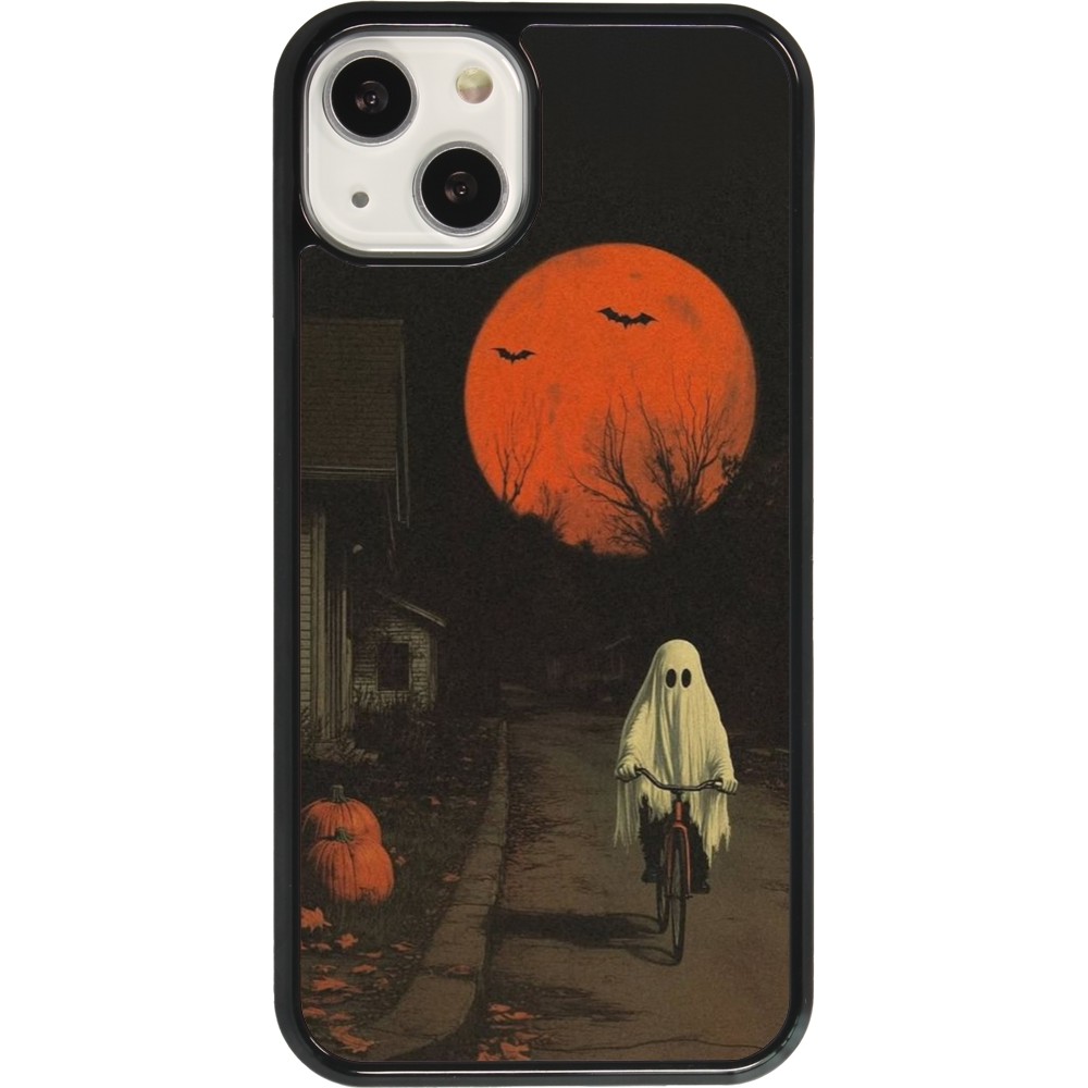 iPhone 13 Case Hülle - Halloween 2025 Ghost on a bicycle