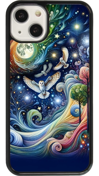 Coque iPhone 13 - hibou volant floral