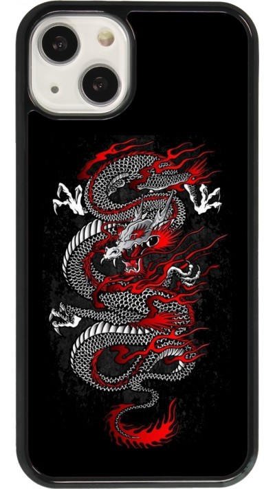 Coque iPhone 13 - Japanese style Dragon Tattoo Red Black