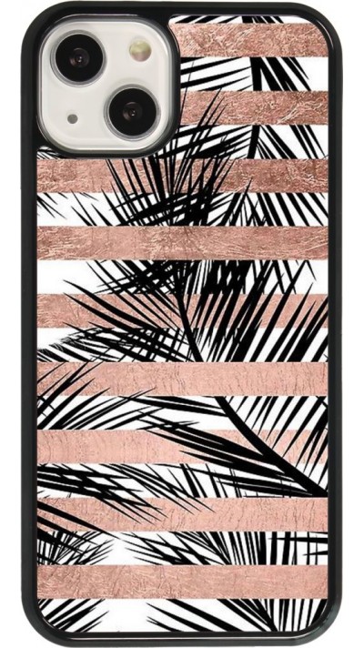 Coque iPhone 13 - Palm trees gold stripes