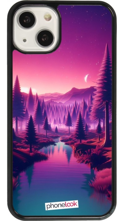 Coque iPhone 13 - Paysage Violet-Rose