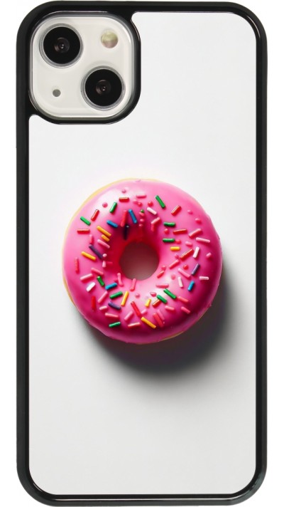 Coque iPhone 13 - Weißer Hintergrund, pinker Donut