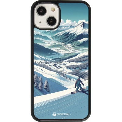 Coque iPhone 13 - Snowboarder Montagne