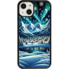 Coque iPhone 13 - Snowy Mountain Village Lake night