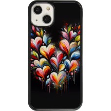 Coque iPhone 13 - Valentine 2024 Coeur Noir Abstrait