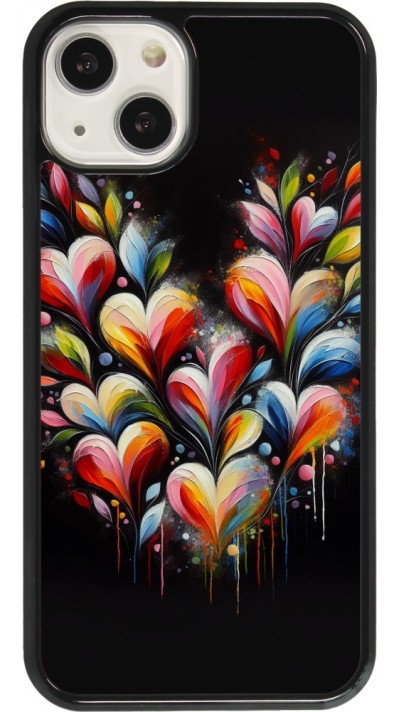 Coque iPhone 13 - Valentine 2024 Coeur Noir Abstrait