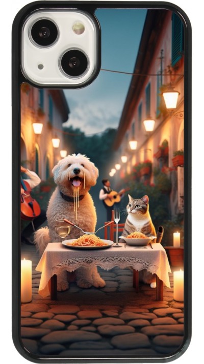Coque iPhone 13 - Valentine 2024 Dog & Cat Candlelight