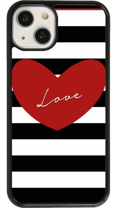 Coque iPhone 13 - Valentine 2023 heart black and white lines