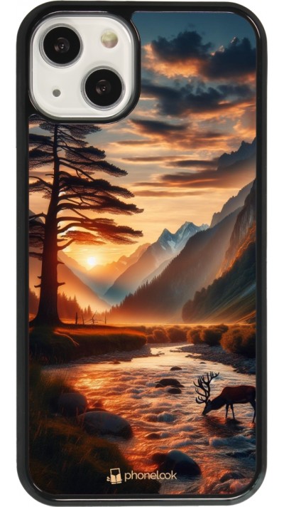 Coque iPhone 13 - Valley Sunset Deer Tree