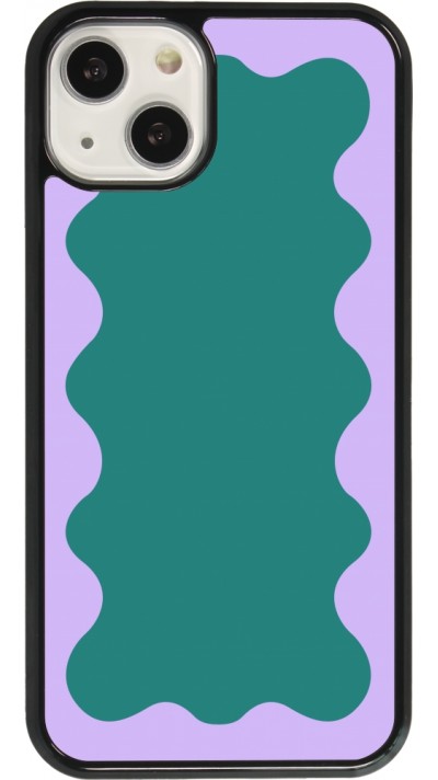 Coque iPhone 13 - Wavy Rectangle Green Purple