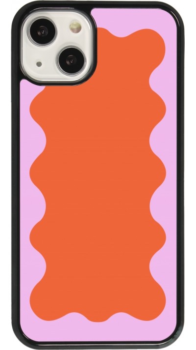 Coque iPhone 13 - Wavy Rectangle Orange Pink