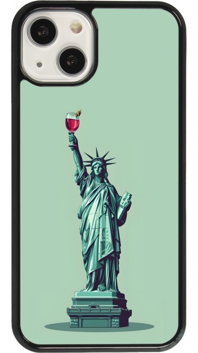 Coque iPhone 13 - Wine Statue de la liberté avec un verre de vin