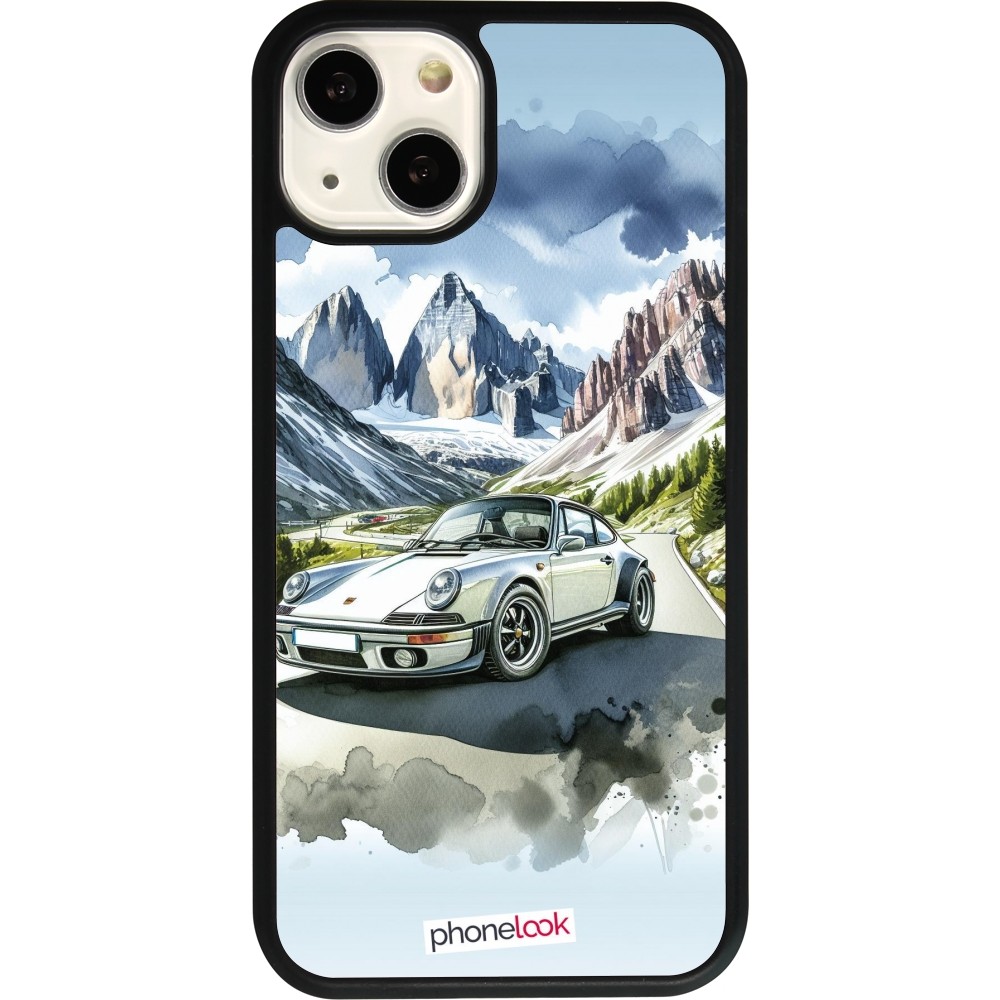 iPhone 13 Case Hülle - Silikon schwarz Porsche 911 Berg Aquarell