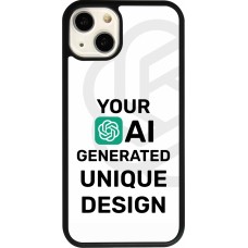 Coque iPhone 13 - Silicone rigide noir 100% unique générée par intelligence artificielle (AI) avec vos idées