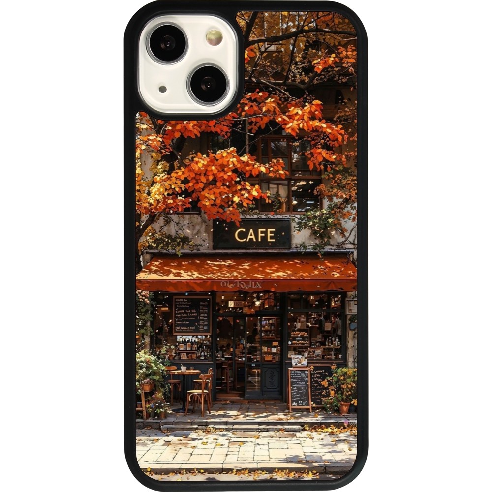 iPhone 13 Case Hülle - Silikon schwarz Autumn 25 Coffee shop