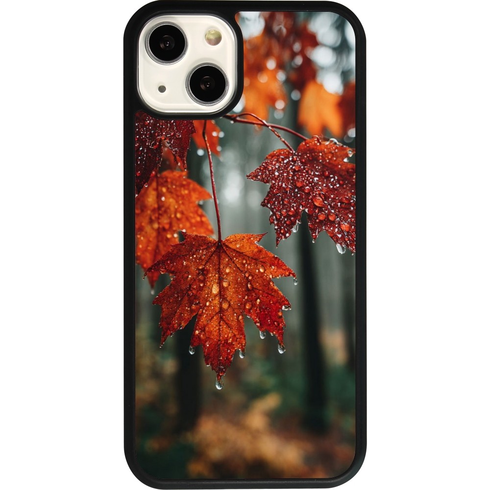 Coque iPhone 13 - Silicone rigide noir Autumn 25 Rain