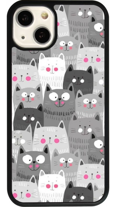 iPhone 13 Case Hülle - Silikon schwarz Katzenschwärme
