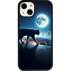 iPhone 13 Case Hülle - Silikon schwarz Schwarze Katze unter dem Vollmond