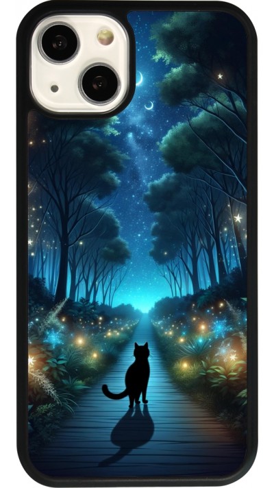 iPhone 13 Case Hülle - Silikon schwarz Schwarze Katze Spaziergang