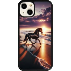 iPhone 13 Case Hülle - Silikon schwarz Pferd majestätisch Strand