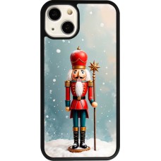 Coque iPhone 13 - Silicone rigide noir Christmas 25 Nutcracker Snow