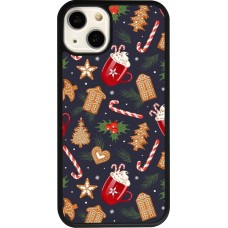 iPhone 13 Case Hülle - Silikon schwarz Christmas 25 Pattern Gingerbread House