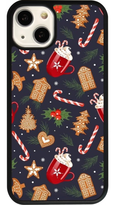 iPhone 13 Case Hülle - Silikon schwarz Christmas 25 Pattern Gingerbread House