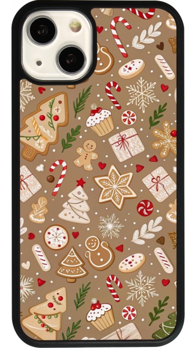 iPhone 13 Case Hülle - Silikon schwarz Christmas 25 Pattern Ginger Cookie