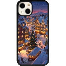 iPhone 13 Case Hülle - Silikon schwarz Christmas 25 Xmas Village