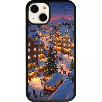 iPhone 13 Case Hülle - Silikon schwarz Christmas 25 Xmas Village