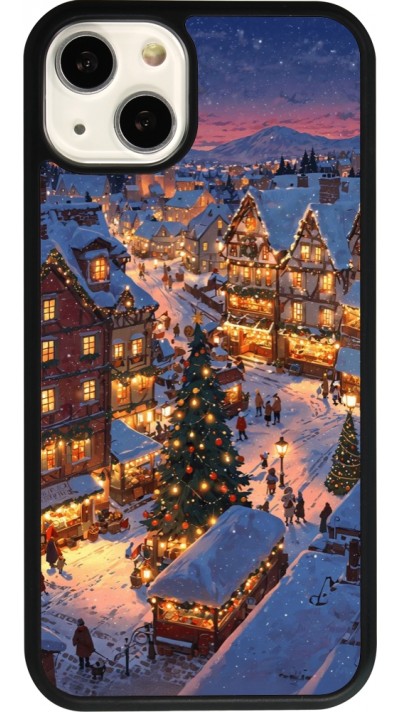 iPhone 13 Case Hülle - Silikon schwarz Christmas 25 Xmas Village