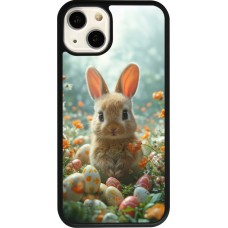 iPhone 13 Case Hülle - Silikon schwarz Easter 2026 Rabbit in the garden
