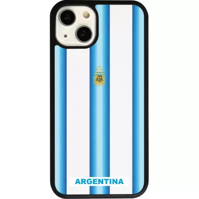 Coque iPhone 13 - Silicone rigide noir Maillot de football Argentine 2026 personnalisable
