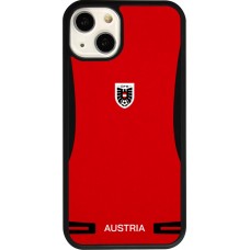 Coque iPhone 13 - Silicone rigide noir Maillot de football Autriche 2026 personnalisable