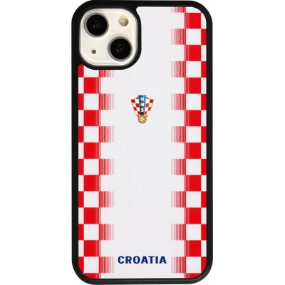 Coque iPhone 13 - Silicone rigide noir Maillot de football Croatie 2026 personnalisable
