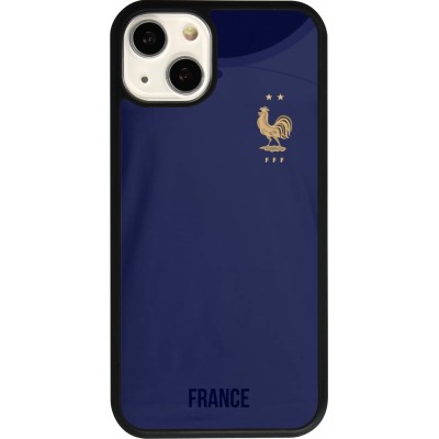 Coque iPhone 13 - Silicone rigide noir Maillot de football France 2022 personnalisable