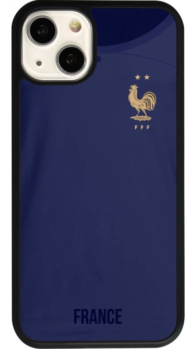 Coque iPhone 13 - Silicone rigide noir Maillot de football France 2022 personnalisable