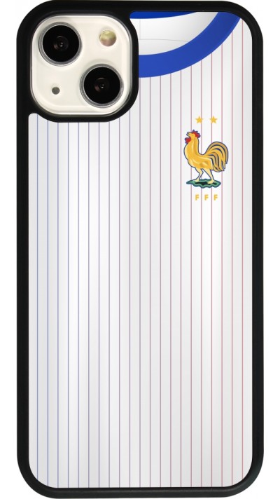Coque iPhone 13 - Silicone rigide noir Maillot de football France Extérieur personnalisable