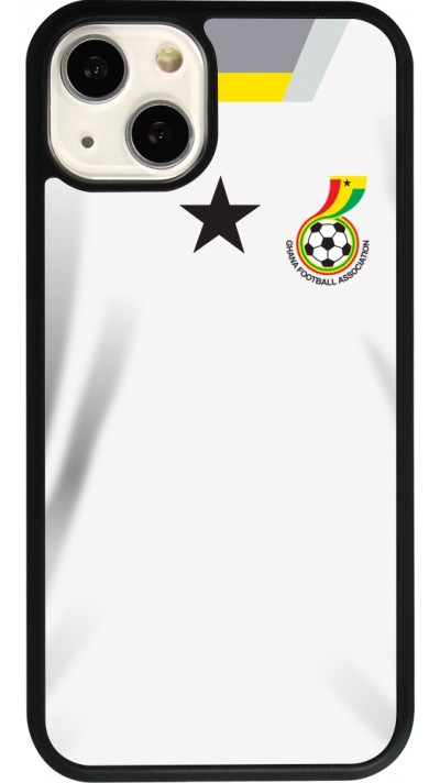 Coque iPhone 13 - Silicone rigide noir Maillot de football Ghana 2022 personnalisable