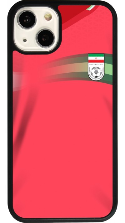Coque iPhone 13 - Silicone rigide noir Maillot de football Iran 2022 personnalisable